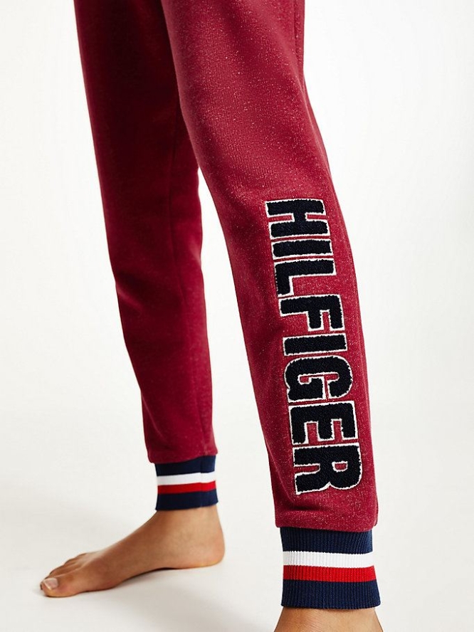 Tommy Hilfiger Fleece Appliqué Logo Nachtwäsche Damen Rosa Rot | AT216VYHK