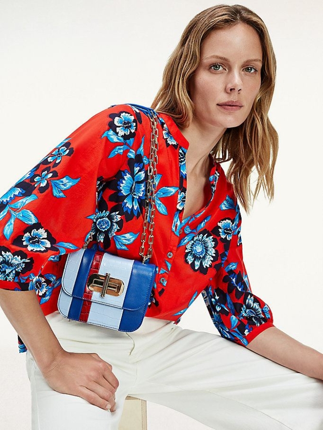 Tommy Hilfiger Floral Print Relaxed Fit Bluse Damen Rot | AT019IEZO