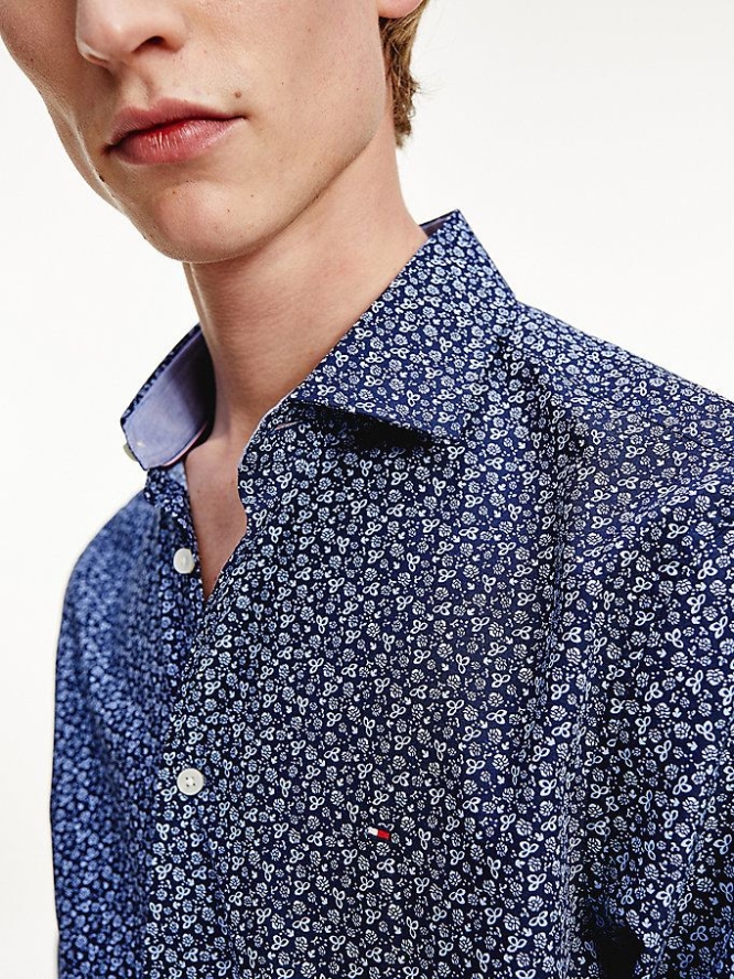 Tommy Hilfiger Floral Print Slim Fit Hemd Herren Navy Blau | AT270RYQA