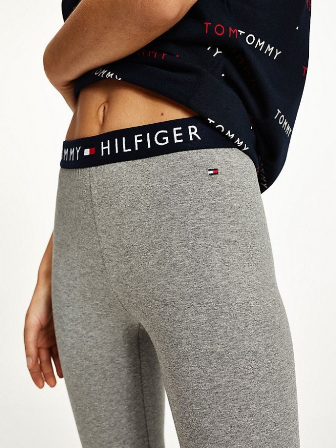 Tommy Hilfiger Full Length Logo Nachtwäsche Damen Dunkelgrau | AT931GZPN