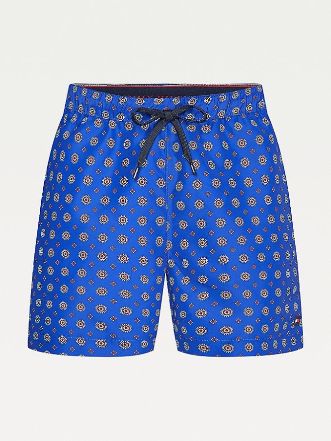 Tommy Hilfiger Geometric Mid Length Swim Bademode Herren Blau | AT573RHMX