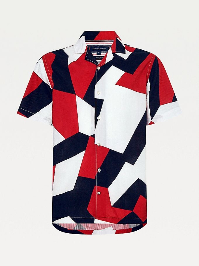 Tommy Hilfiger Geometric Regular Fit Kurzes Sleeve Hemd Herren Mehrfarbig | AT675MCIP