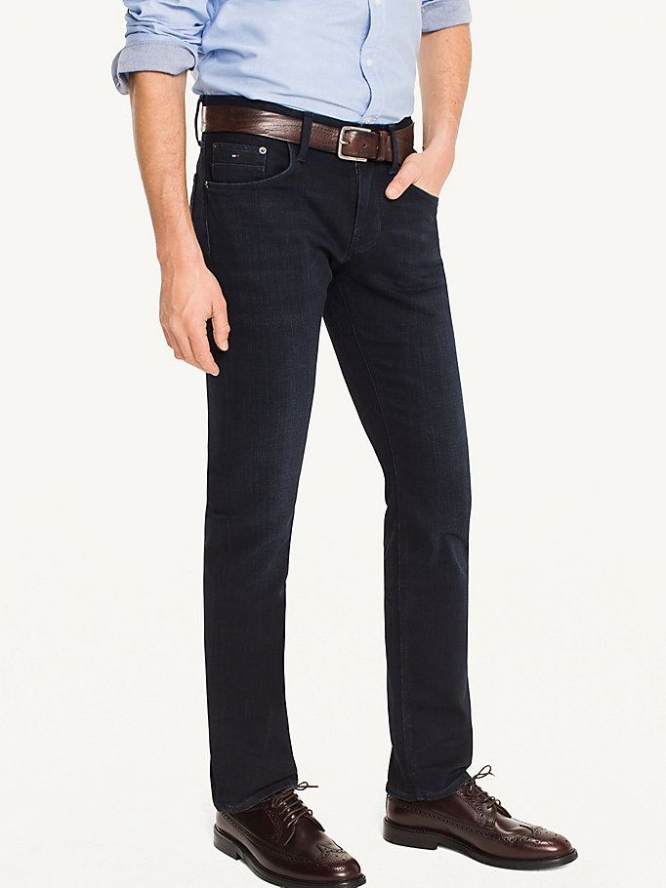 Tommy Hilfiger Gerade Fit Jeans Herren Blau Schwarz | AT567SGXR