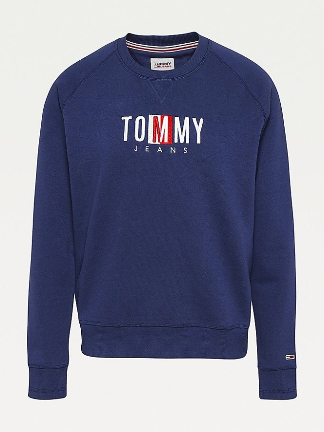 Tommy Hilfiger Gerippt Front Logo Sweatshirts Damen Hellnavy | AT381QJHY