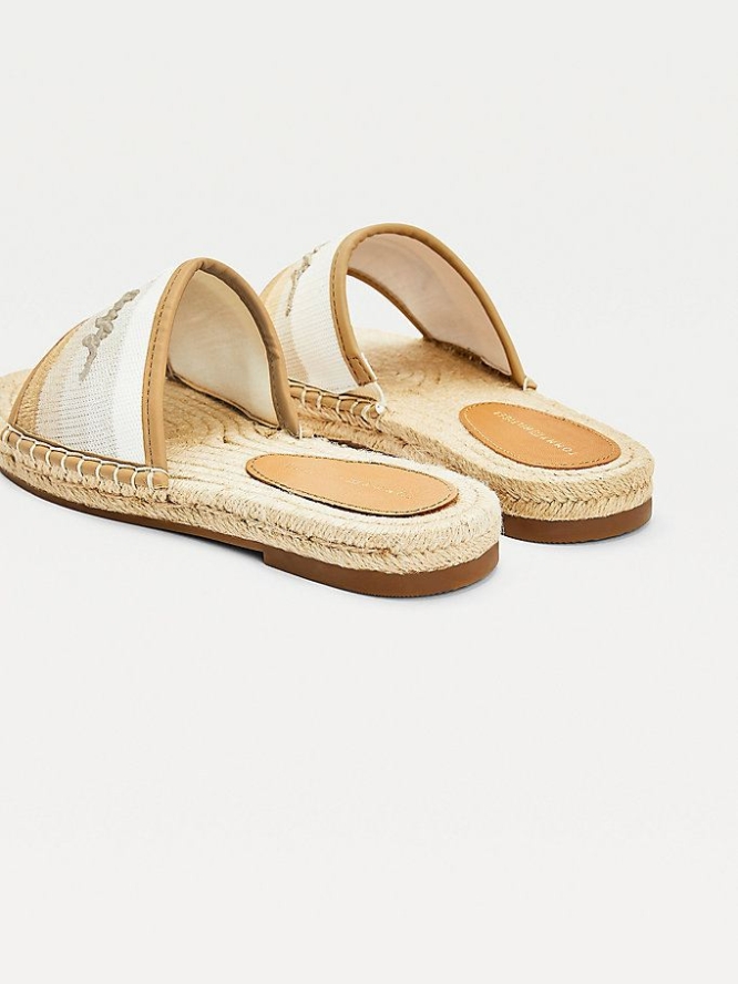 Tommy Hilfiger Gradient Flache Espadrilles Flache Sandalen Damen Weiß | AT261NFMQ