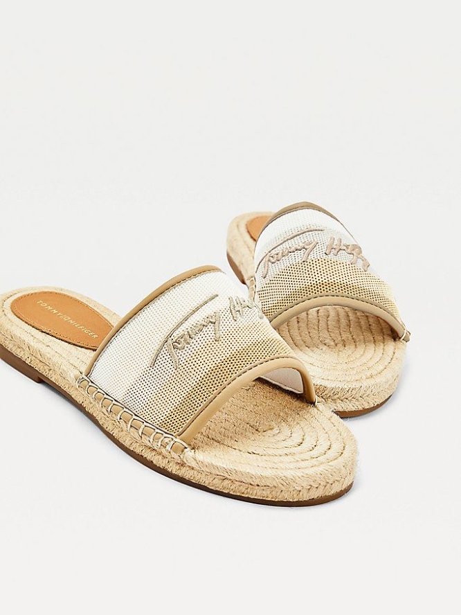 Tommy Hilfiger Gradient Flache Espadrilles Flache Sandalen Damen Weiß | AT261NFMQ