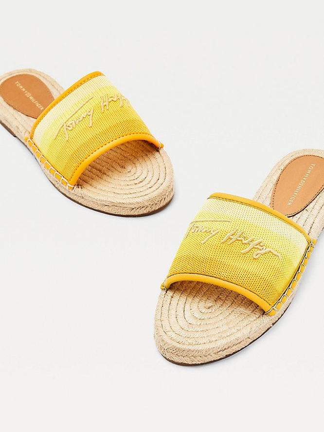 Tommy Hilfiger Gradient Flache Espadrilles Flache Sandalen Damen Gelb | AT471FHIT