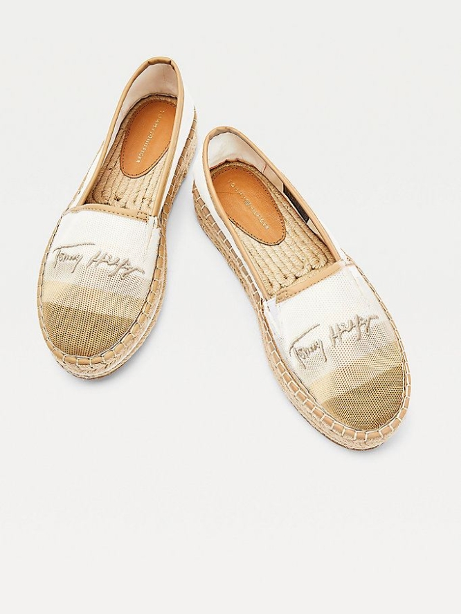 Tommy Hilfiger Gradient Flatform Espadrilles Flache Schuhe Damen Weiß | AT450FZDW