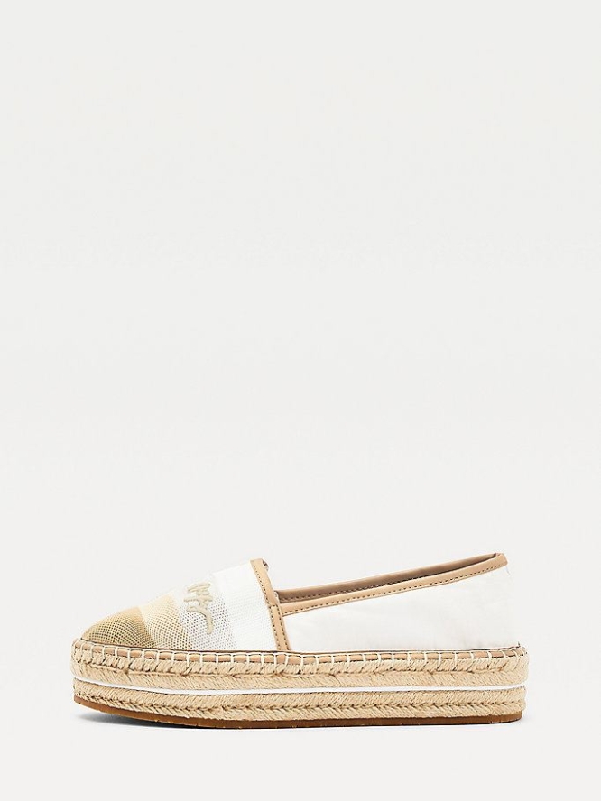 Tommy Hilfiger Gradient Flatform Espadrilles Flache Schuhe Damen Weiß | AT450FZDW