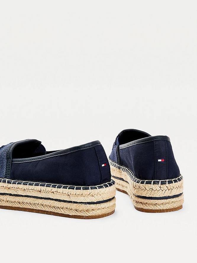 Tommy Hilfiger Gradient Flatform Espadrilles Flache Schuhe Damen Dunkelblau | AT452RCZP