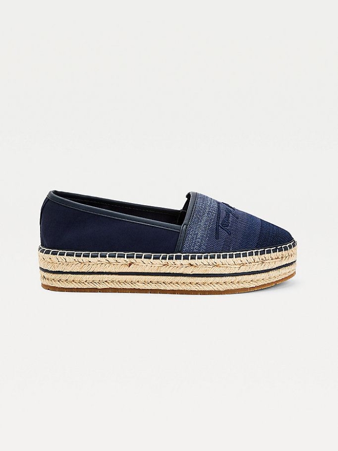 Tommy Hilfiger Gradient Flatform Espadrilles Flache Schuhe Damen Dunkelblau | AT452RCZP