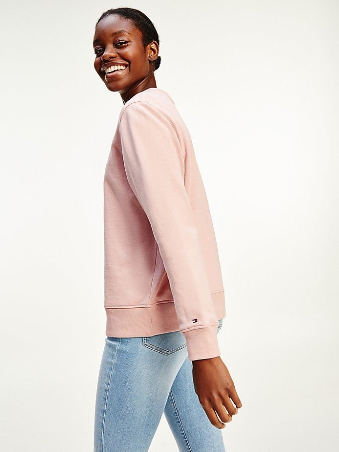 Tommy Hilfiger Graphic Crew Neck Sweatshirts Damen Rosa | AT175YSGZ