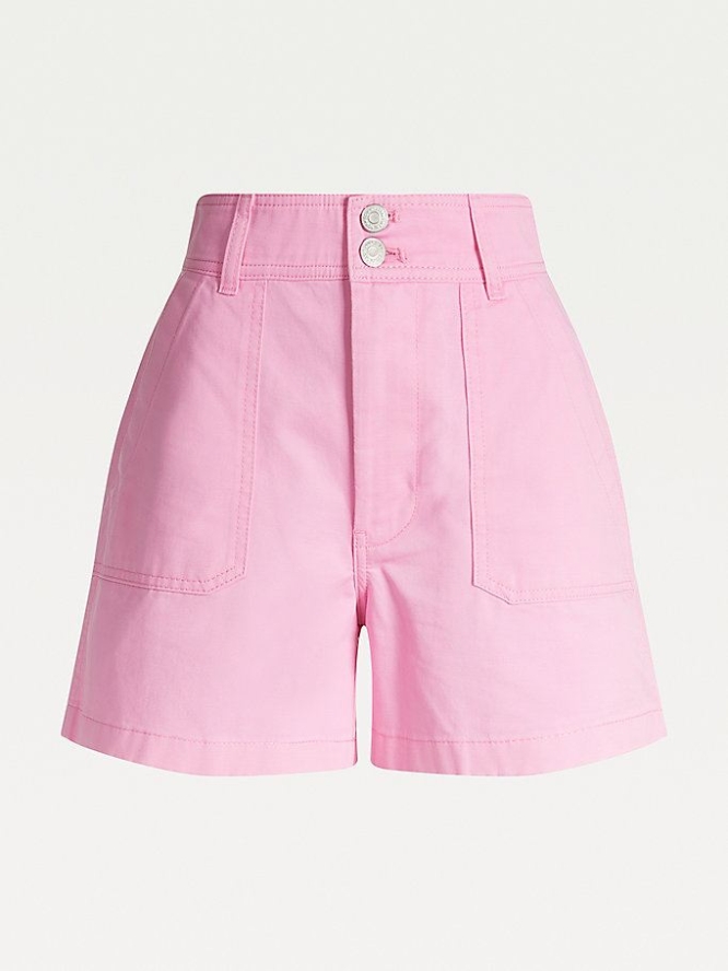 Tommy Hilfiger Harper Badge High Rise Kurze Hose Damen Rosa | AT184AELO