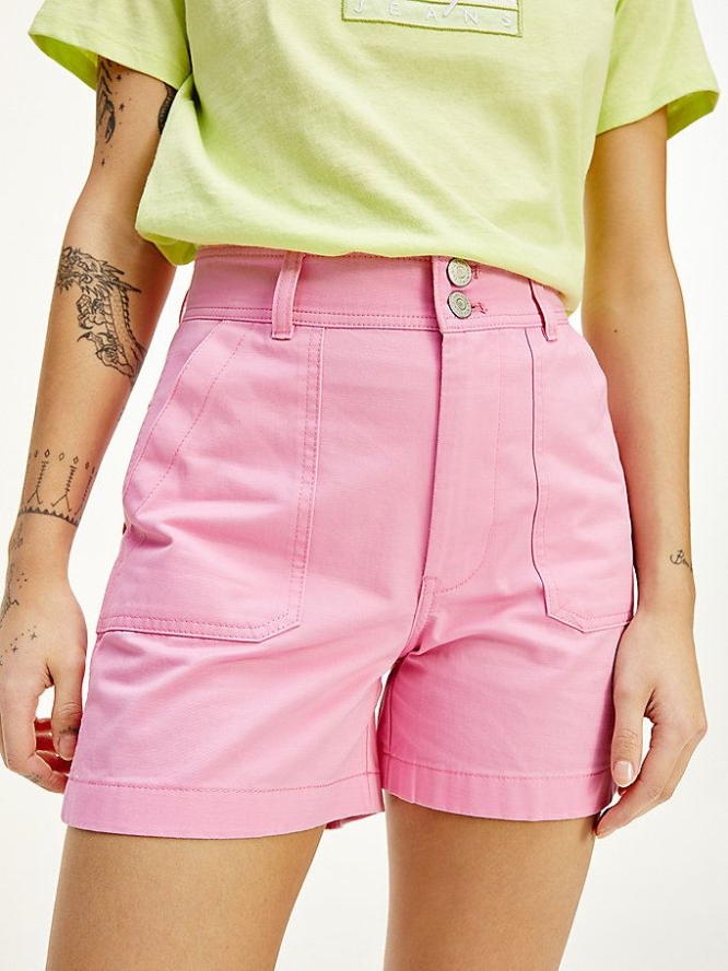 Tommy Hilfiger Harper Badge High Rise Kurze Hose Damen Rosa | AT184AELO