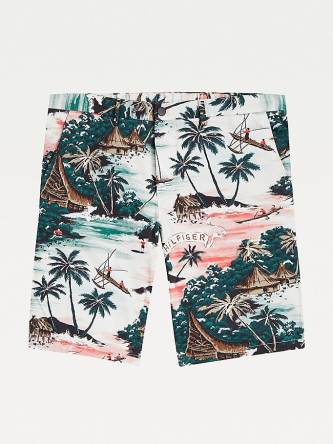 Tommy Hilfiger Hawaiian Print Baumwoll Kurze Hose Herren Orange | AT759ZACW