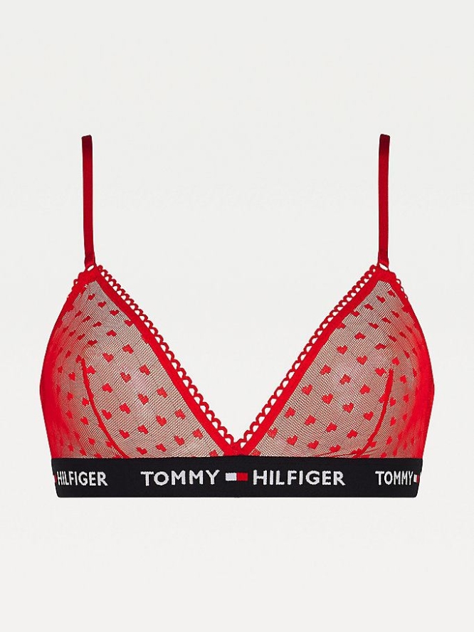 Tommy Hilfiger Heart Pattern Mesh Bralette Unterwäsche Damen Rot | AT385YCFX