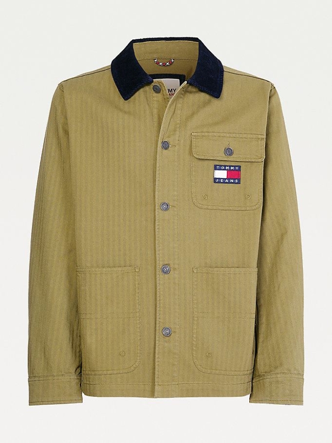 Tommy Hilfiger Herringbone Mit Kapuze Worker Jacke Herren Olivgrün | AT091NVRK