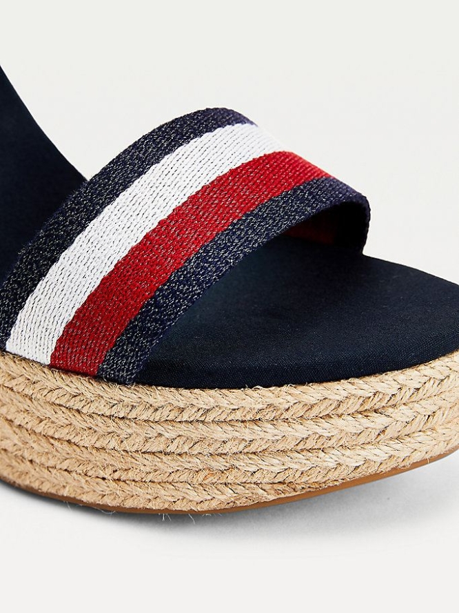 Tommy Hilfiger High Heel Espadrilles Sandalen Absatz Damen Dunkelblau | AT972FHBA