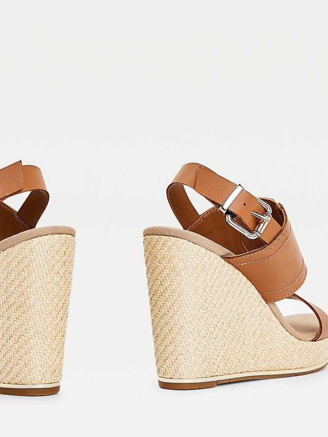 Tommy Hilfiger High Wedge Espadrilles Keilabsatz Sandalen Damen Braun | AT450ROPU