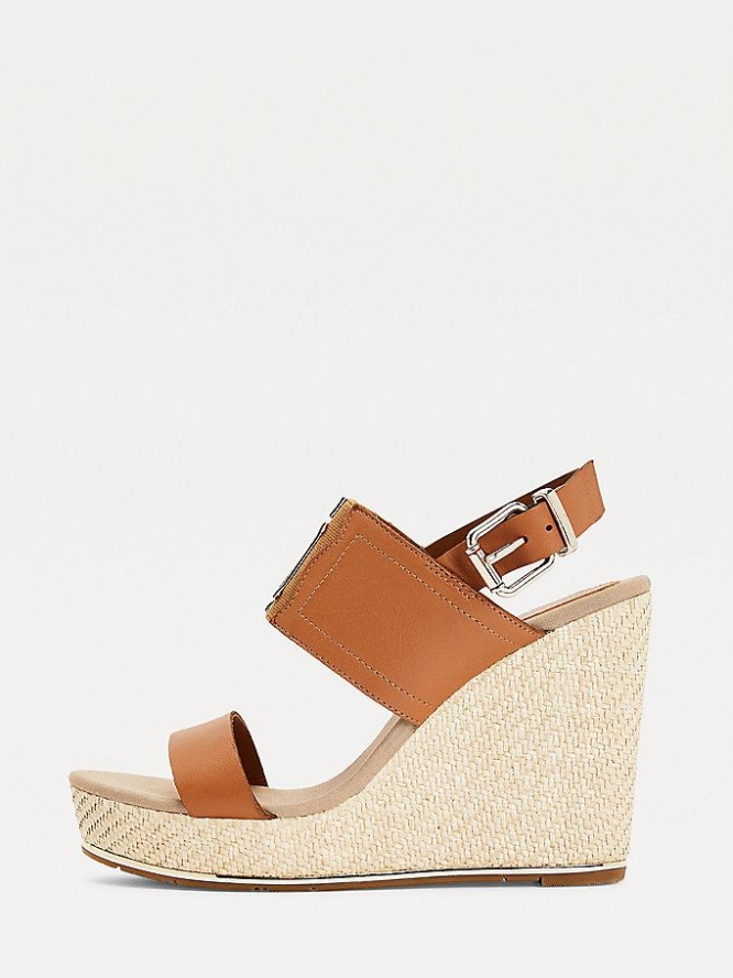 Tommy Hilfiger High Wedge Espadrilles Keilabsatz Sandalen Damen Braun | AT450ROPU