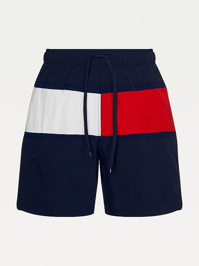 Tommy Hilfiger Horizontal Flag Long Length Swim Bademode Herren Dunkelblau | AT376DNUB