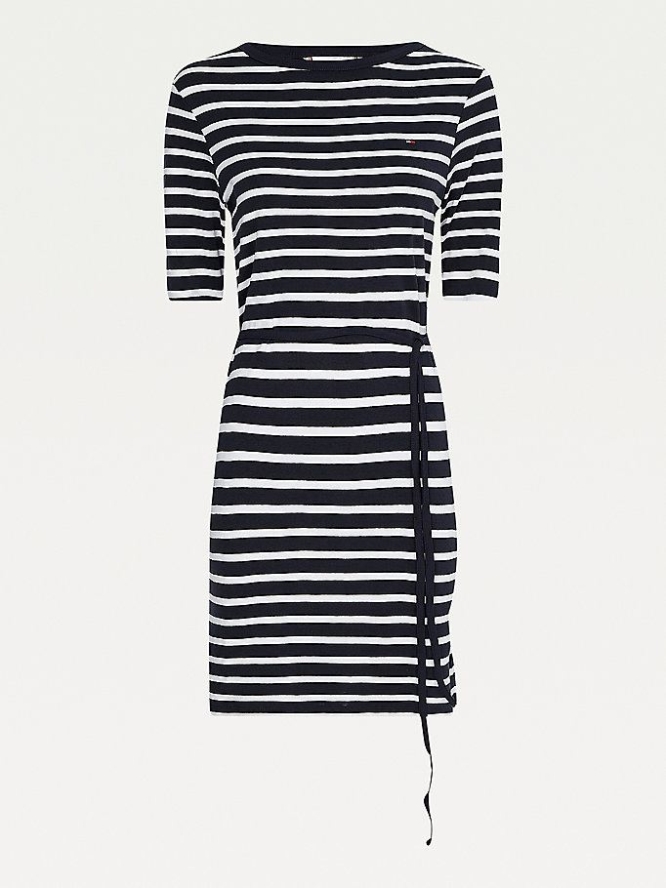 Tommy Hilfiger Horizontal Stripe Half Sleeve Kleider Damen Dunkelblau | AT159YTJE