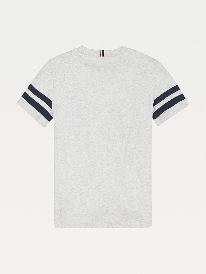 Tommy Hilfiger Horizontal Stripe T-shirts Kinder Hellgrau | AT156ZIRW