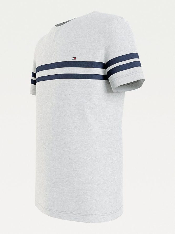 Tommy Hilfiger Horizontal Stripe T-shirts Kinder Hellgrau | AT156ZIRW