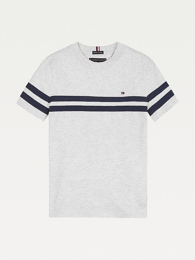 Tommy Hilfiger Horizontal Stripe T-shirts Kinder Hellgrau | AT156ZIRW