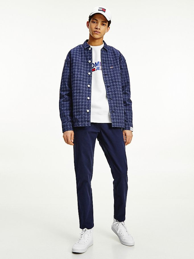 Tommy Hilfiger Houndstooth Print Over Hemd Herren Hellnavy | AT791OKGS