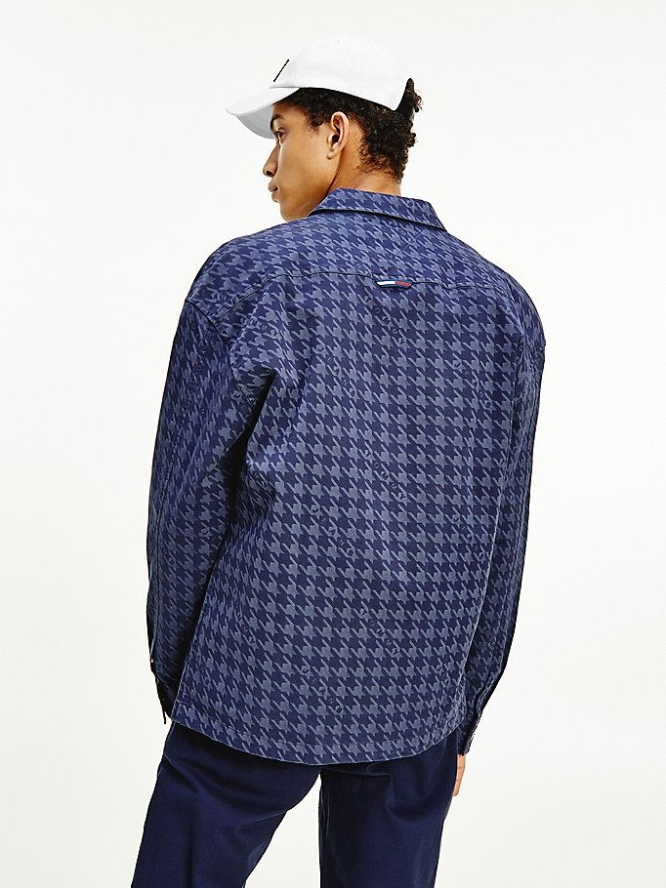 Tommy Hilfiger Houndstooth Print Over Hemd Herren Hellnavy | AT791OKGS