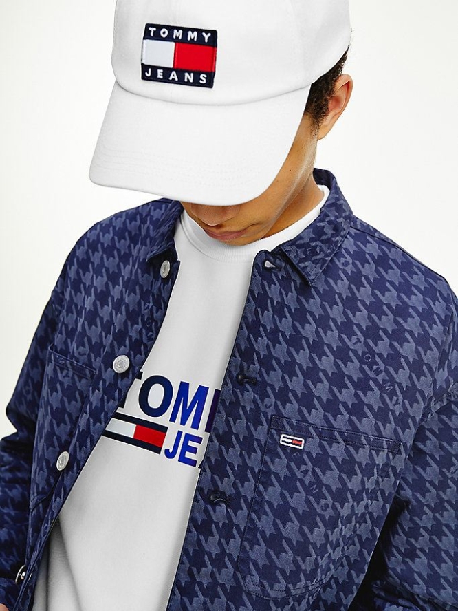 Tommy Hilfiger Houndstooth Print Over Hemd Herren Hellnavy | AT791OKGS