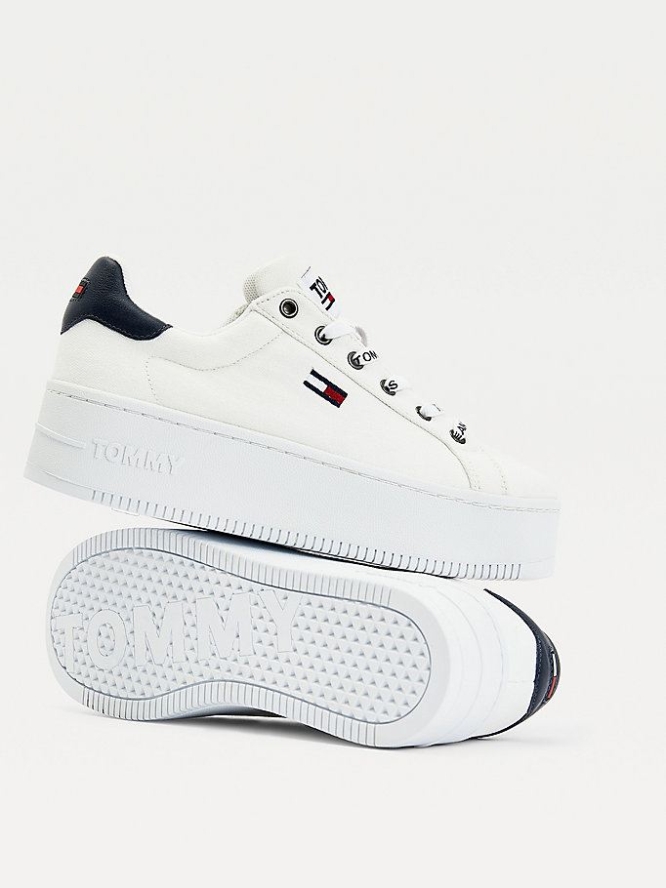 Tommy Hilfiger Iconic Essential Flatform Sneakers Damen Weiß | AT201MEQX