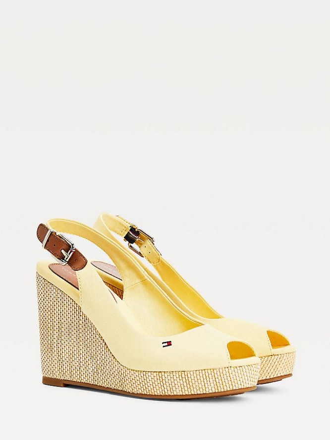 Tommy Hilfiger Iconic High Wedge Slingback Keilabsatz Sandalen Damen Gelb | AT017CPKH