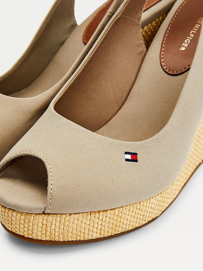 Tommy Hilfiger Iconic High Wedge Slingback Keilabsatz Sandalen Damen Grau | AT964KMGD