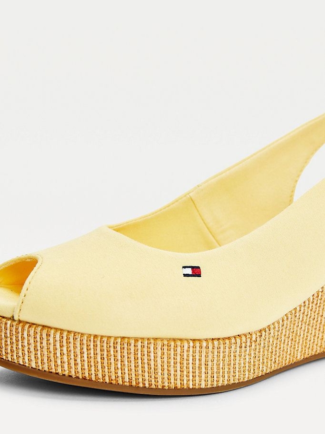 Tommy Hilfiger Iconic Open Kappe Slingback Wedge Heels Keilabsatz Sandalen Damen Gelb | AT257RIGH