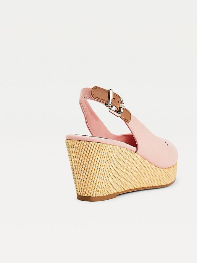 Tommy Hilfiger Iconic Open Kappe Slingback Wedge Heels Keilabsatz Sandalen Damen Rosa | AT890HKPI