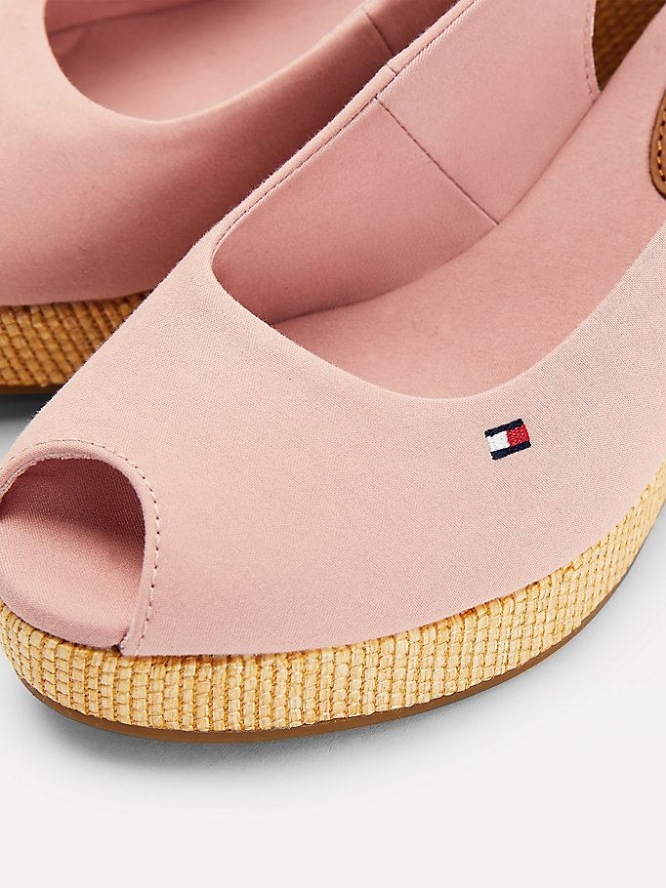 Tommy Hilfiger Iconic Open Kappe Slingback Wedge Heels Keilabsatz Sandalen Damen Rosa | AT890HKPI