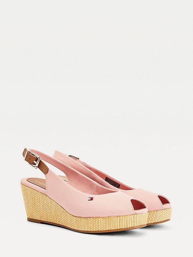 Tommy Hilfiger Iconic Open Kappe Slingback Wedge Heels Keilabsatz Sandalen Damen Rosa | AT890HKPI