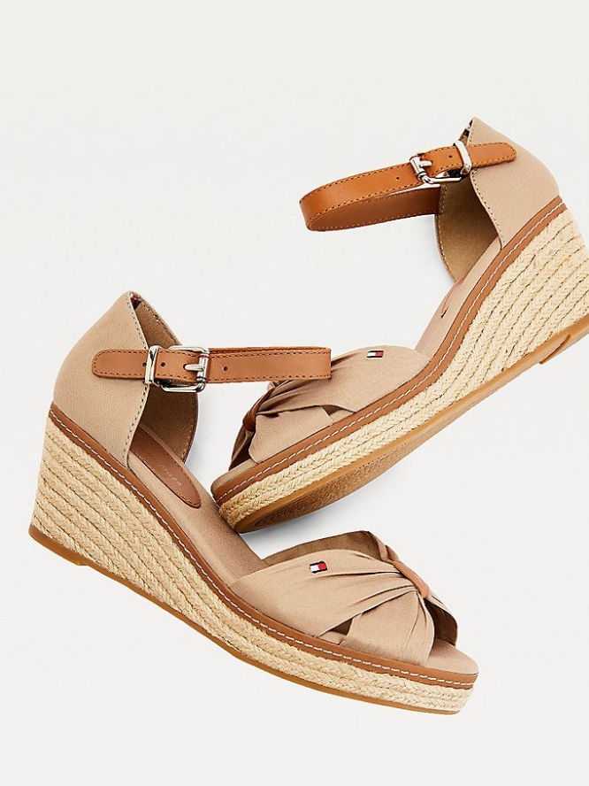 Tommy Hilfiger Iconic Wedge Espadrilles Keilabsatz Sandalen Damen Grau | AT106ZGKP