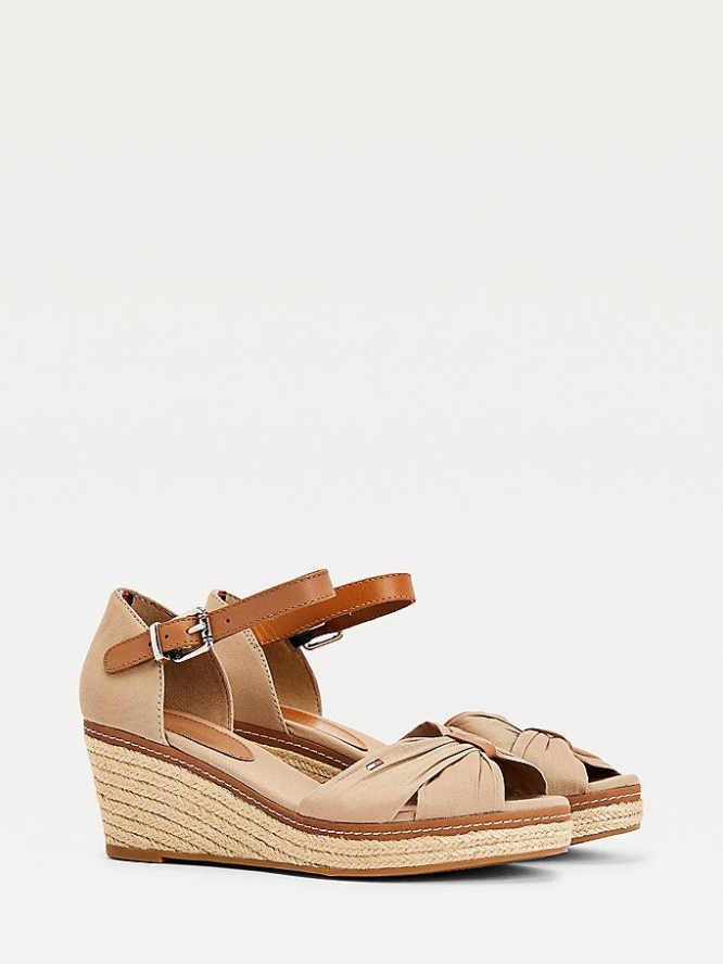 Tommy Hilfiger Iconic Wedge Espadrilles Keilabsatz Sandalen Damen Grau | AT106ZGKP