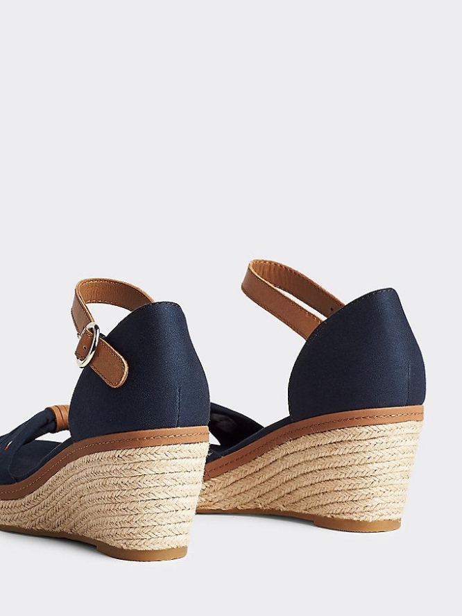 Tommy Hilfiger Iconic Wedge Espadrilles Keilabsatz Sandalen Damen Dunkelblau | AT278XUSG