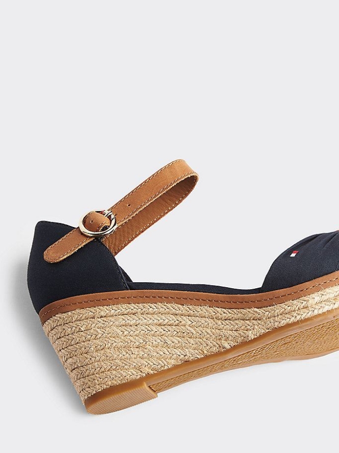 Tommy Hilfiger Iconic Wedge Espadrilles Keilabsatz Sandalen Damen Dunkelblau | AT278XUSG