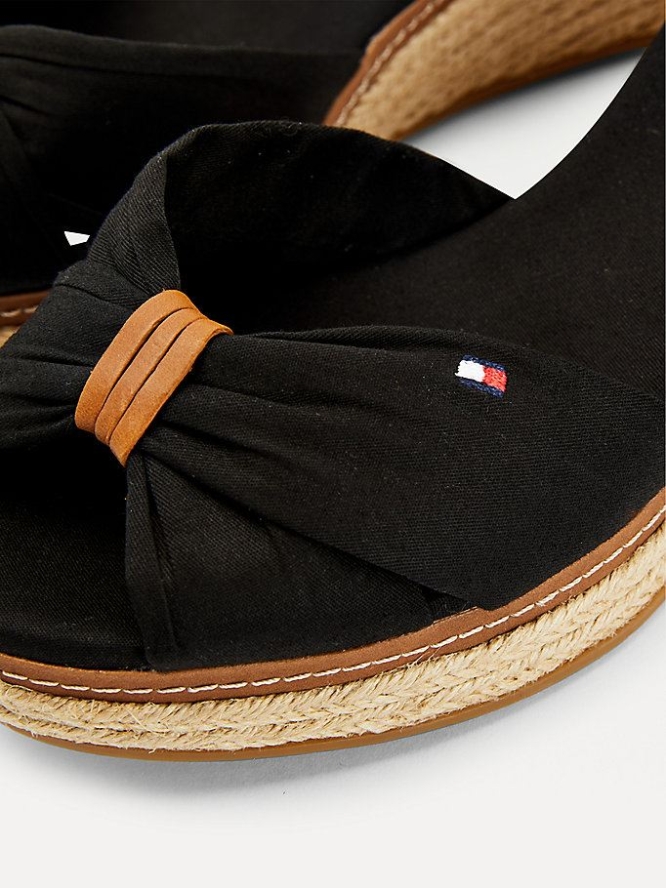 Tommy Hilfiger Iconic Wedge Espadrilles Keilabsatz Sandalen Damen Schwarz | AT961TWEY