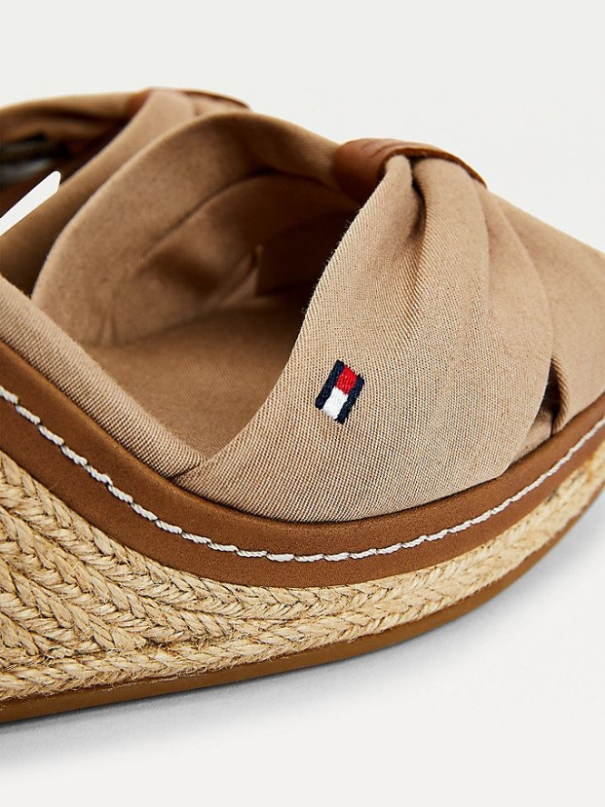 Tommy Hilfiger Iconic Wedge Open-Kappe Espadrilles Keilabsatz Sandalen Damen Grau | AT386GAIC