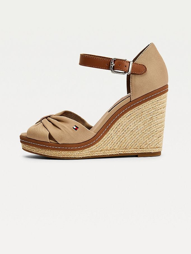 Tommy Hilfiger Iconic Wedge Open-Kappe Espadrilles Keilabsatz Sandalen Damen Grau | AT386GAIC