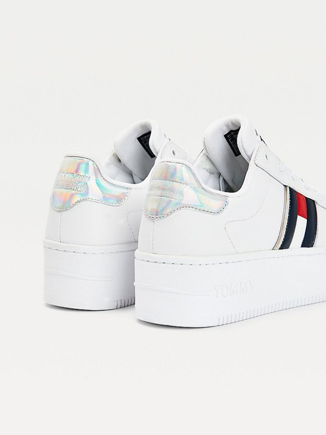 Tommy Hilfiger Iridescent Flatform Sneakers Damen Weiß | AT402YBRT