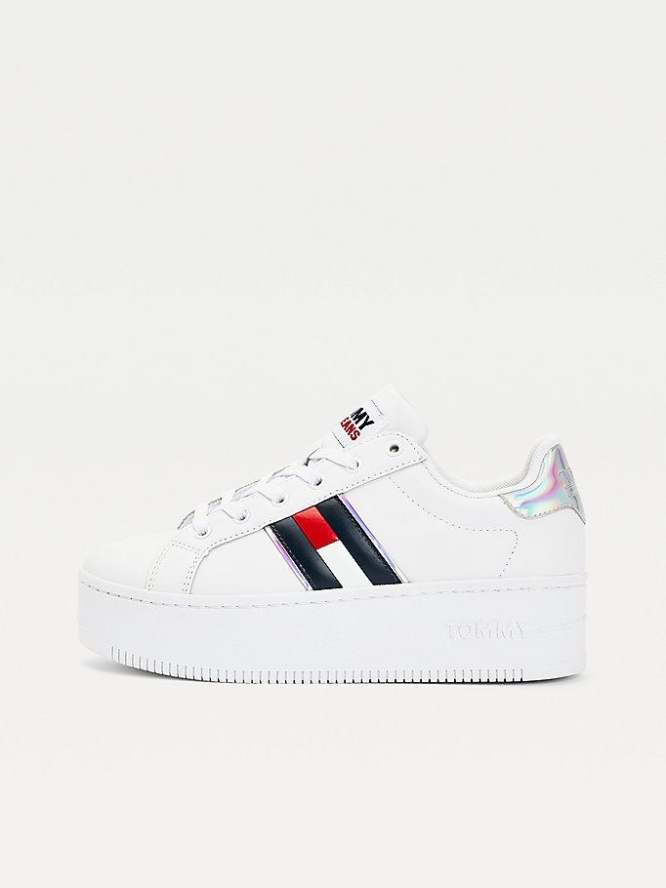 Tommy Hilfiger Iridescent Flatform Sneakers Damen Weiß | AT402YBRT