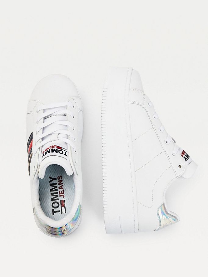 Tommy Hilfiger Iridescent Flatform Sneakers Damen Weiß | AT402YBRT