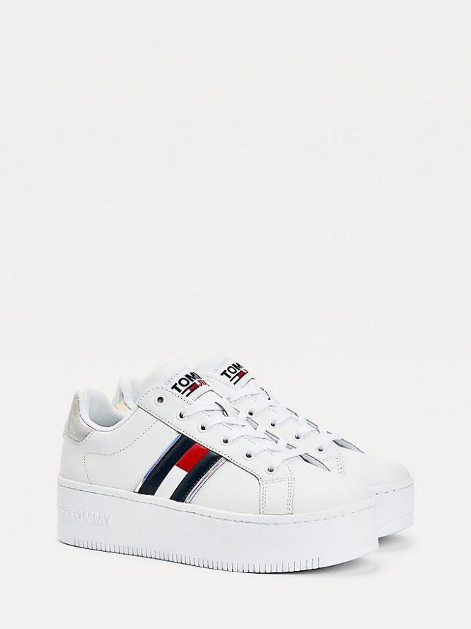 Tommy Hilfiger Iridescent Flatform Sneakers Damen Weiß | AT402YBRT